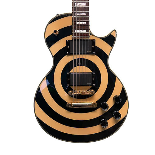 Epiphone Zakk Wylde Bullseye Les Paul Custom Plus Solid Body Electric Guitar Black and White