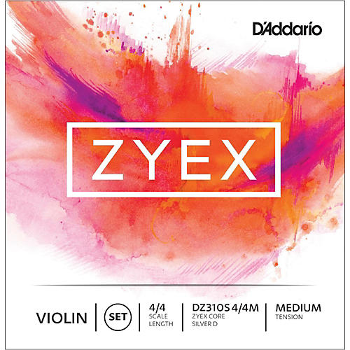 D'Addario Zyex Series Violin String Set 4/4 Size Medium, Silver D