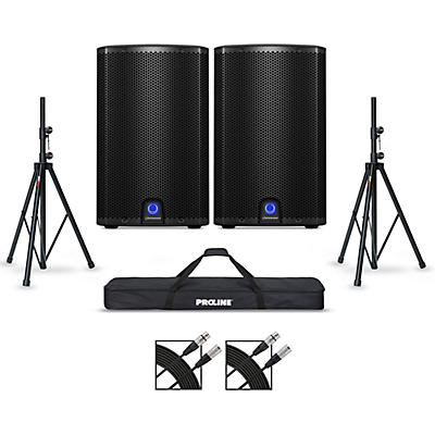 Turbosound iQ10 10" Powered Speaker Pair With Stands and Cables