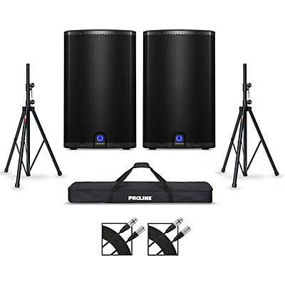 Turbosound iQ12 12" Powered Speaker Pair With Stands and Cables