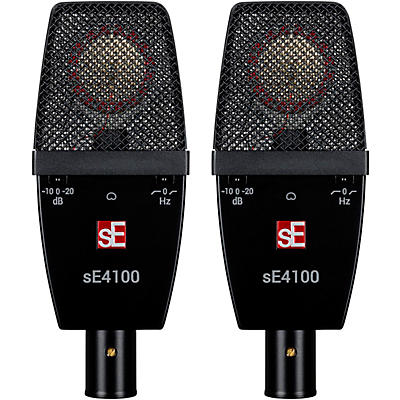 sE Electronics sE sE4100-PAIR Factory Matched Pair of sE4100 Large Diaphragm Condenser Microphones w/Mount and Case