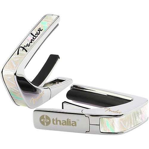 Thalia x Fender Chrome Finish White Mother of Pearl Capo Black Spaghetti Logo