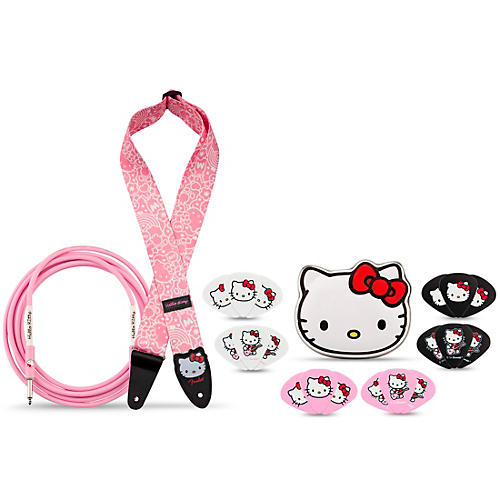 Fender x Hello Kitty Essential Accessories Bundle With Poly Guitar Strap, Cable & Pick Tin