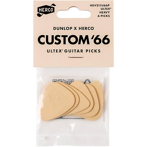 Dunlop x Herco Custom '66 Ultex Cream Guitar Picks Heavy 6 Pack